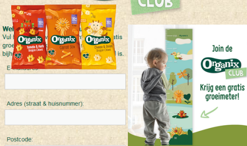 Gratis Organix groeimeter aanvragen